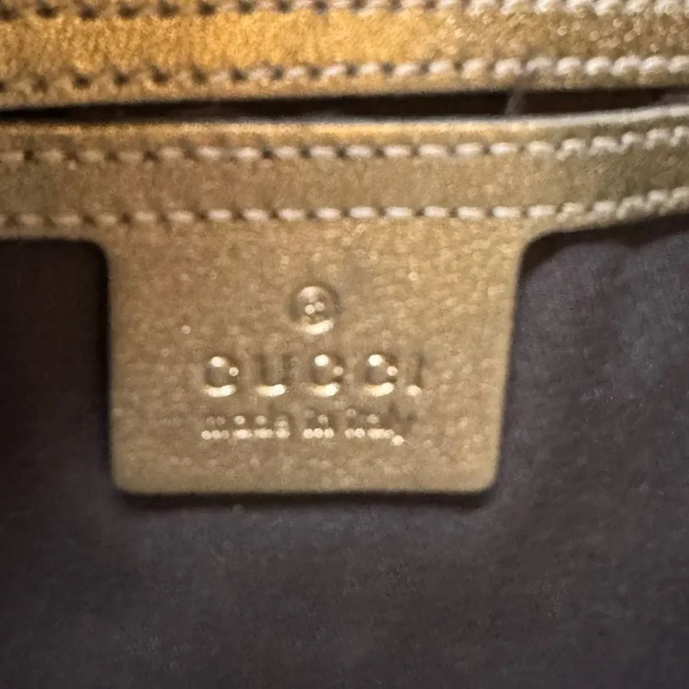 Gucci GG Crystal Beige Brown Canvas Gold Leather Trim Medium Joy Shoulder Bag - Picture 12 of 13